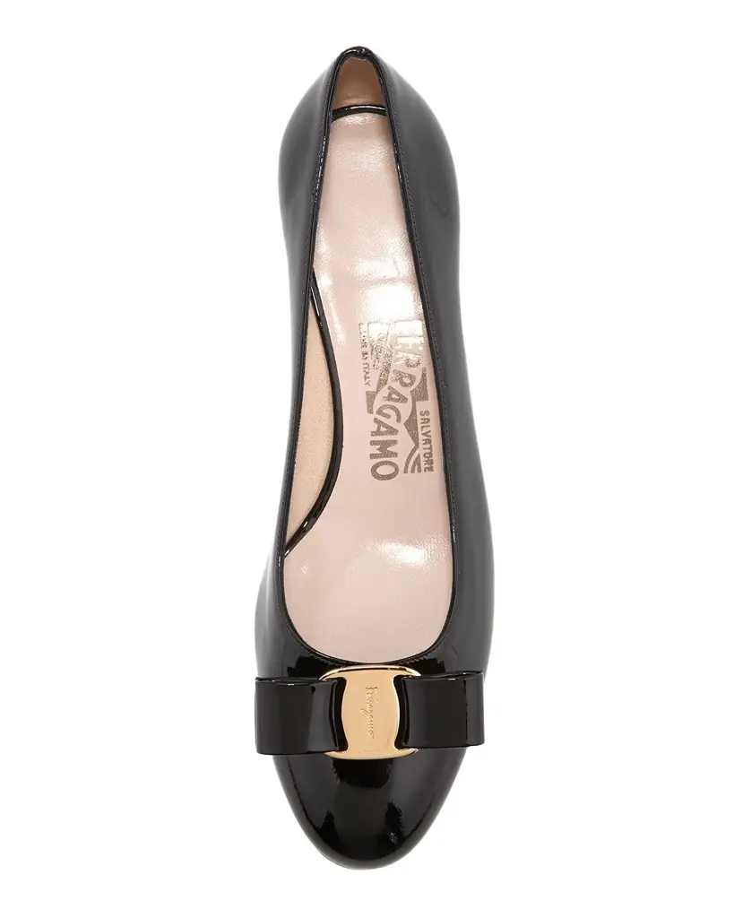 Ferragamo Vara Bow Leather Low Pumps