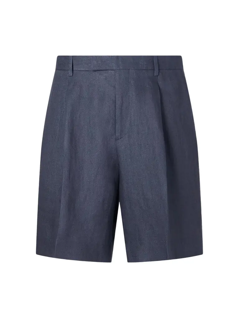 Lardini Straight-Leg Pleated Linen-Twill Shorts - Men