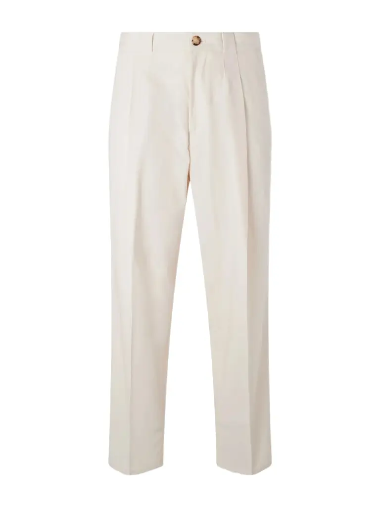 Brunello Cucinelli Straight-Leg Pleated Cotton-Twill Suit Trousers - Men