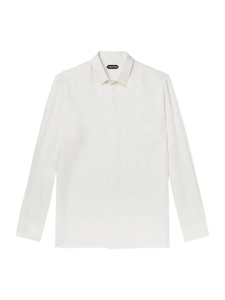 Tom Ford Perforated Silk-Twill Shirt - Men