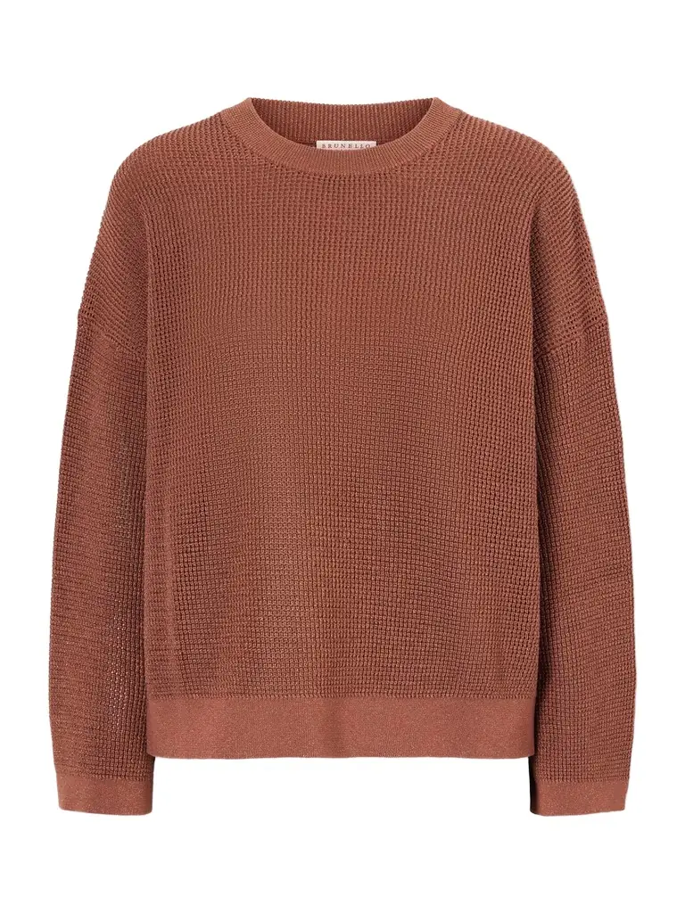 Brunello Cucinelli Metallic Open-knit Cotton-blend Sweater