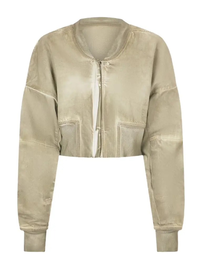 Rick Owens Cropped Distressed Denim Jacket