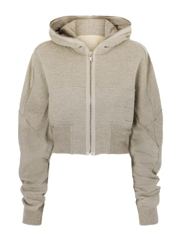 Rick Owens Cropped Paneled Organic Cotton-blend Jersey Hoodie