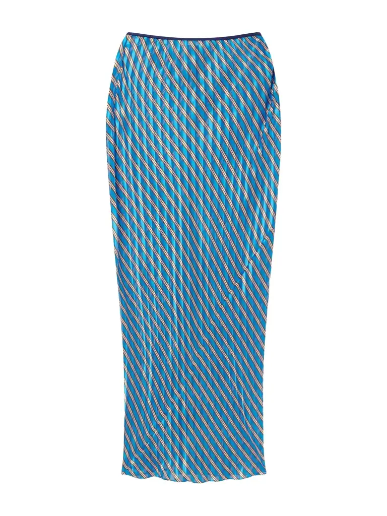 Dries Van Noten Striped Devoré-satin Midi Skirt