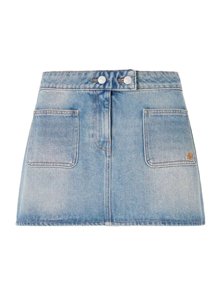 Courreges Embroidered Denim Mini Skirt