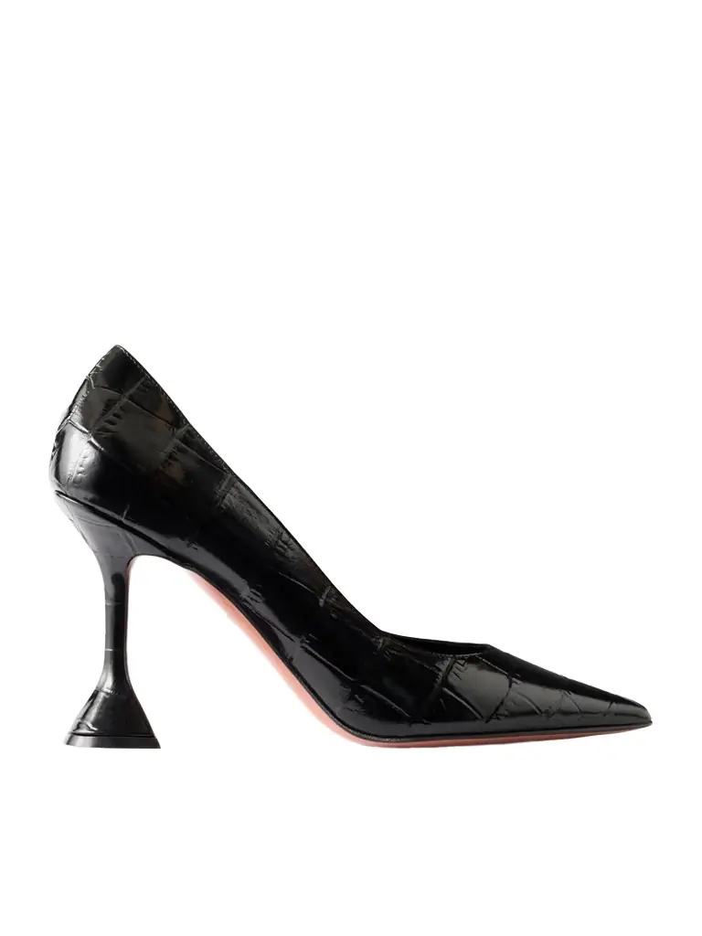 Amina Muaddi Ami Croc-effect Leather Pumps