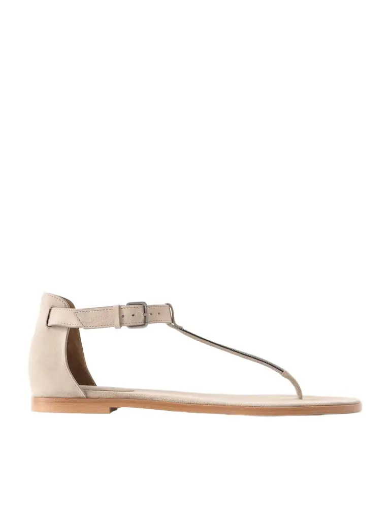 Brunello Cucinelli Bead-embellished Suede Sandals