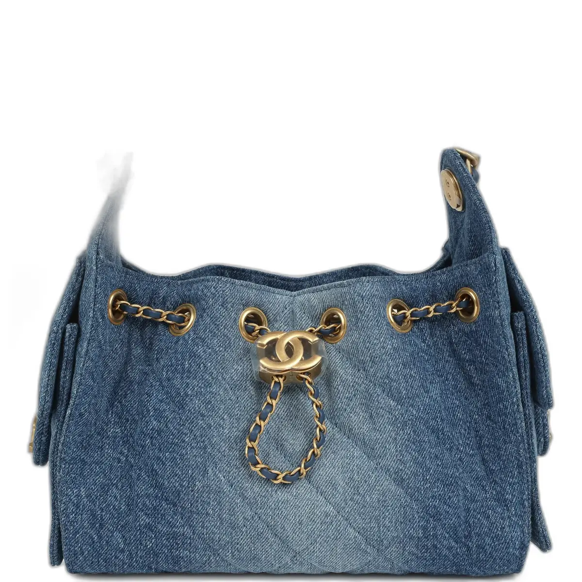 Chanel Chanel Mini 25 Hobo Bag Blue Washed Denim Antique Gold Hardware