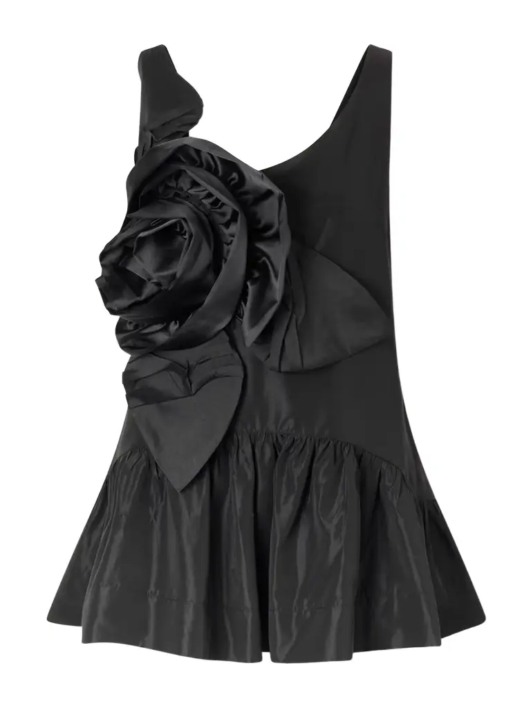 Simone Rocha Appliquéd Ruffled Taffeta Top