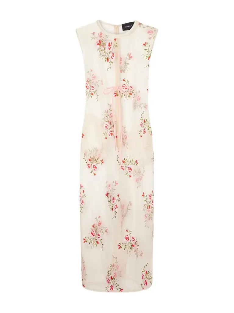 Simone Rocha Bow-embellished Embroidered Organza Midi Dress