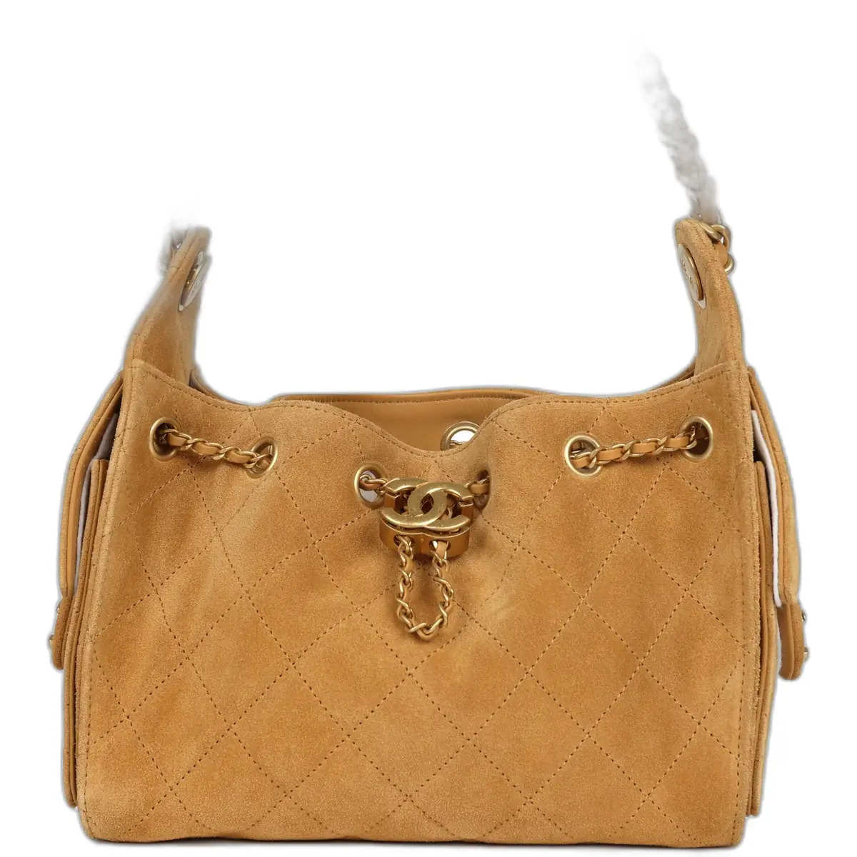 Chanel Chanel Mini 25 Hobo Bag Tan Suede Antique Gold Hardware