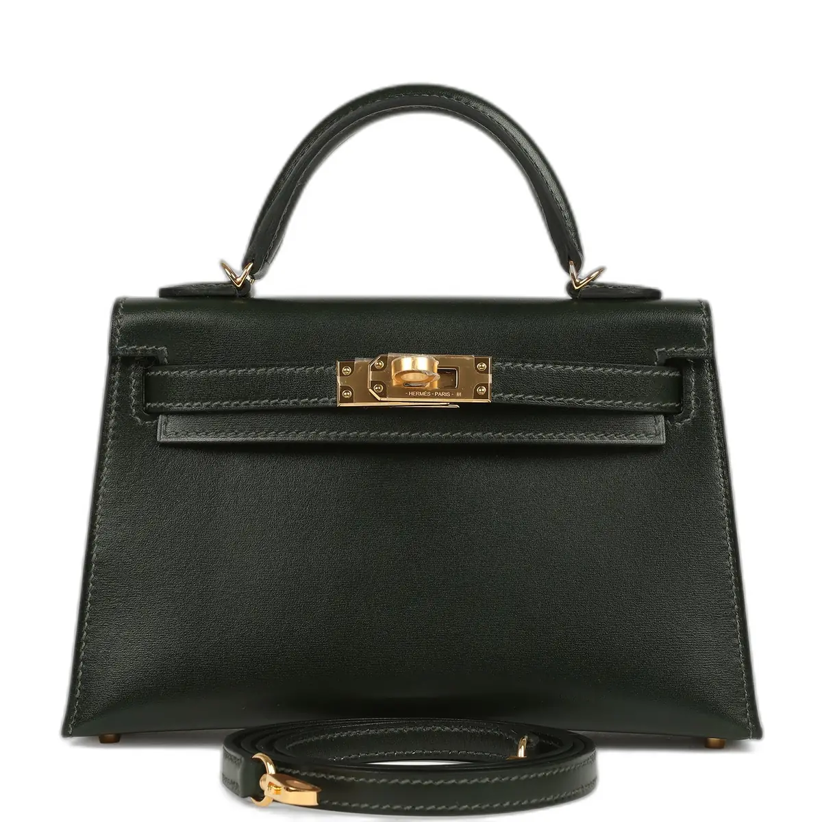 hermes Hermes Kelly Sellier 20 Vert Fonce Box Gold Hardware