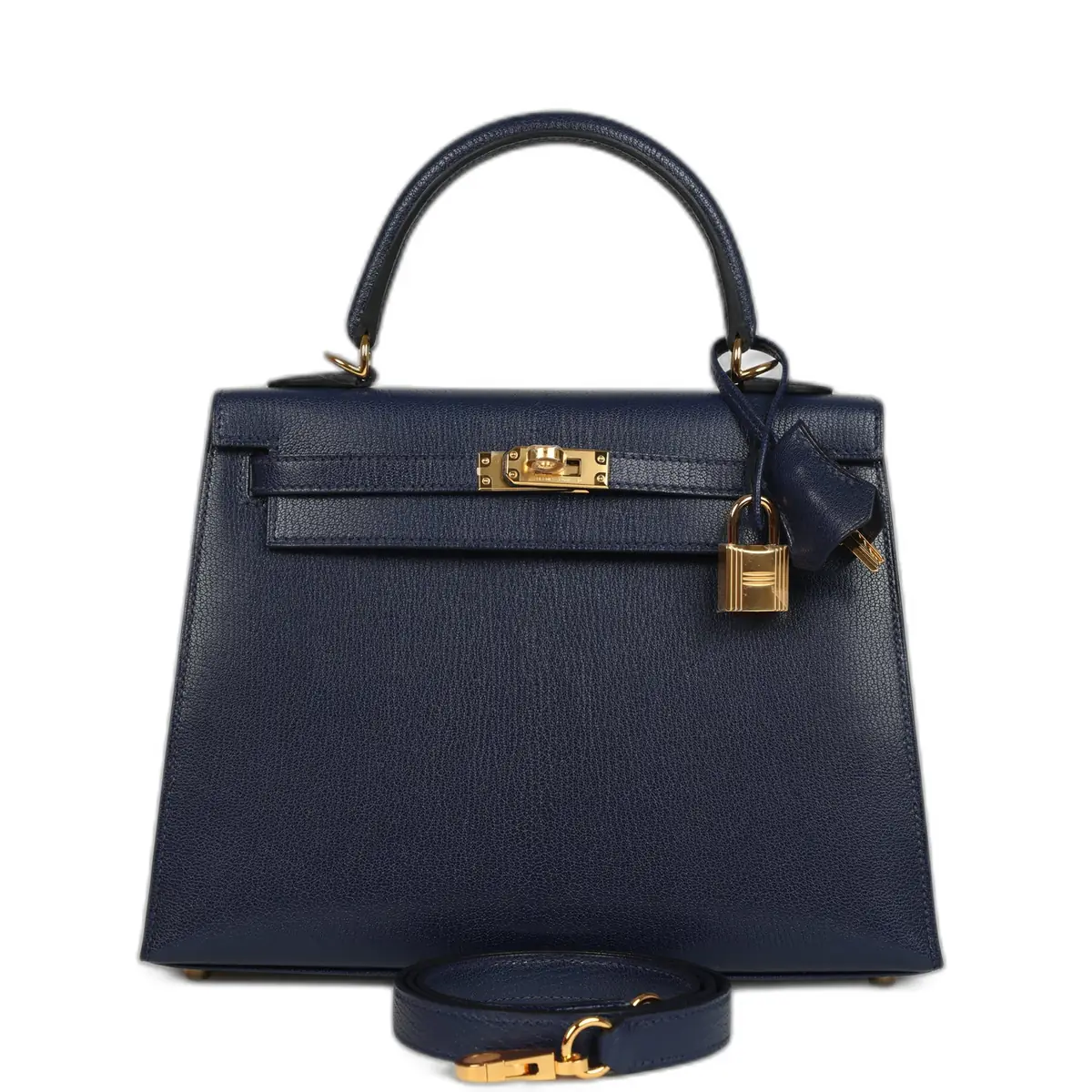 hermes Hermes Kelly Sellier 25 Bleu Saphir Chevre Chamkila Palladium Hardware