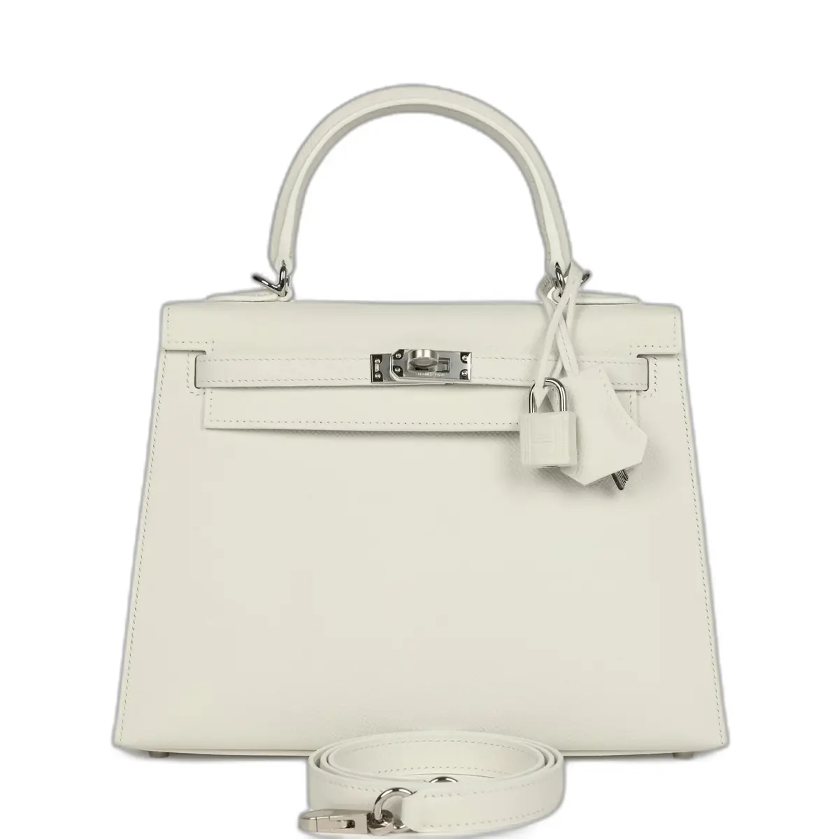 hermes Hermes Kelly Sellier 25 New White Epsom Palladium Hardware