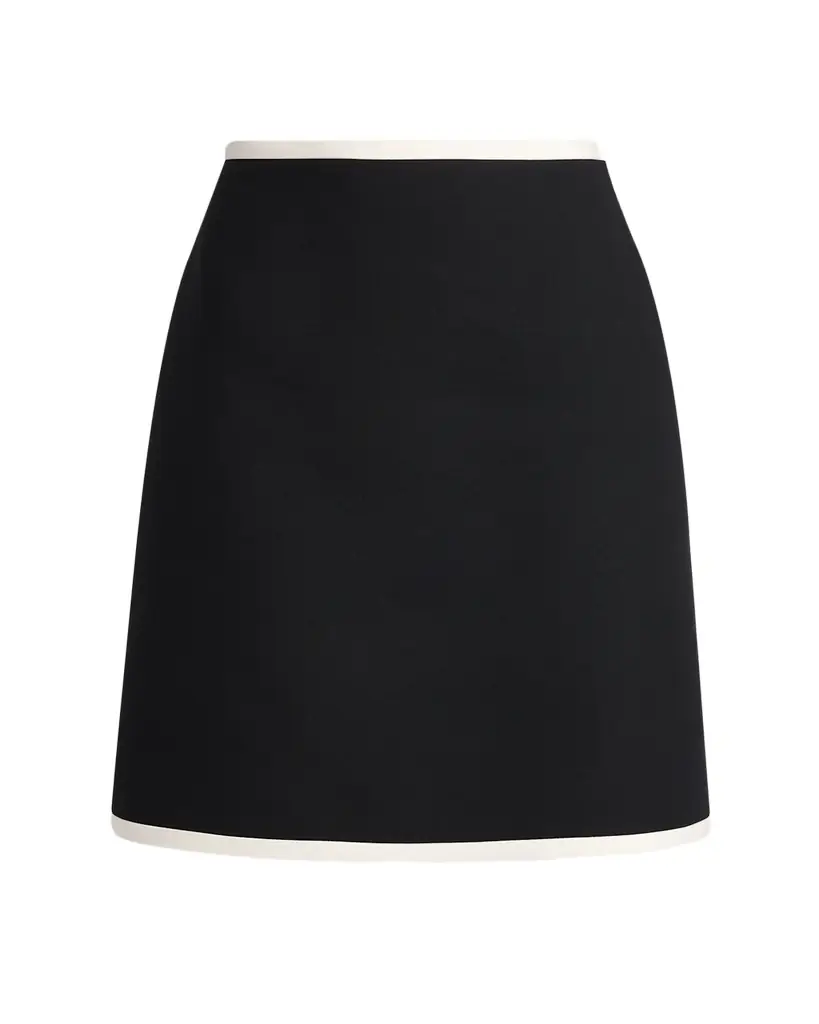 Valentino Garavani Contrast Trim Wool-Silk Mini Skirt