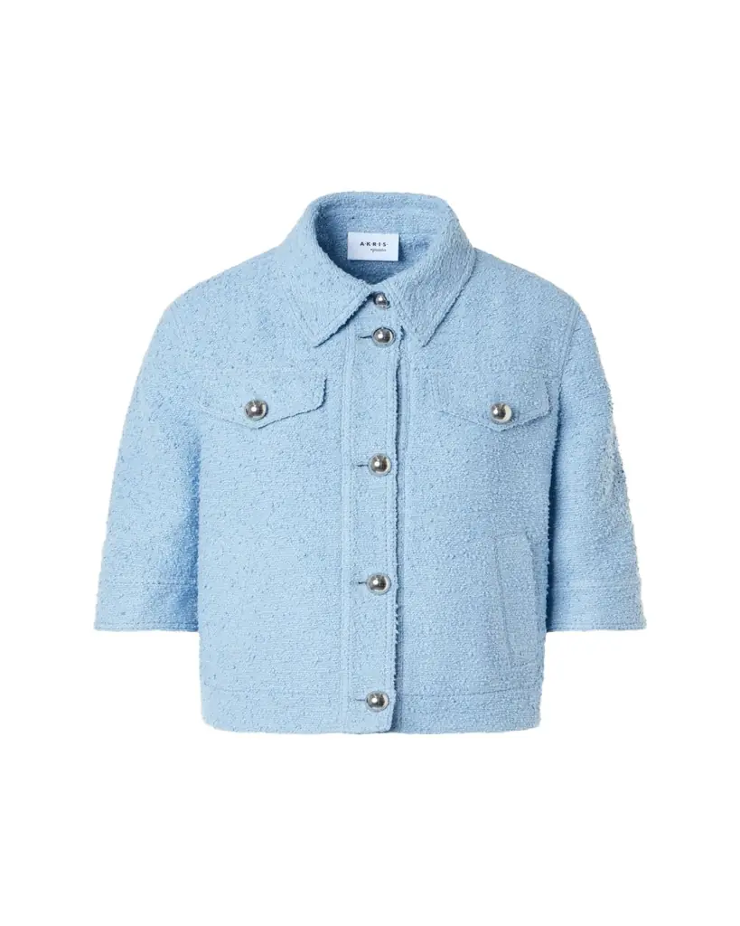 Akris punto Summer Boucle Short-Sleeve Jean Jacket