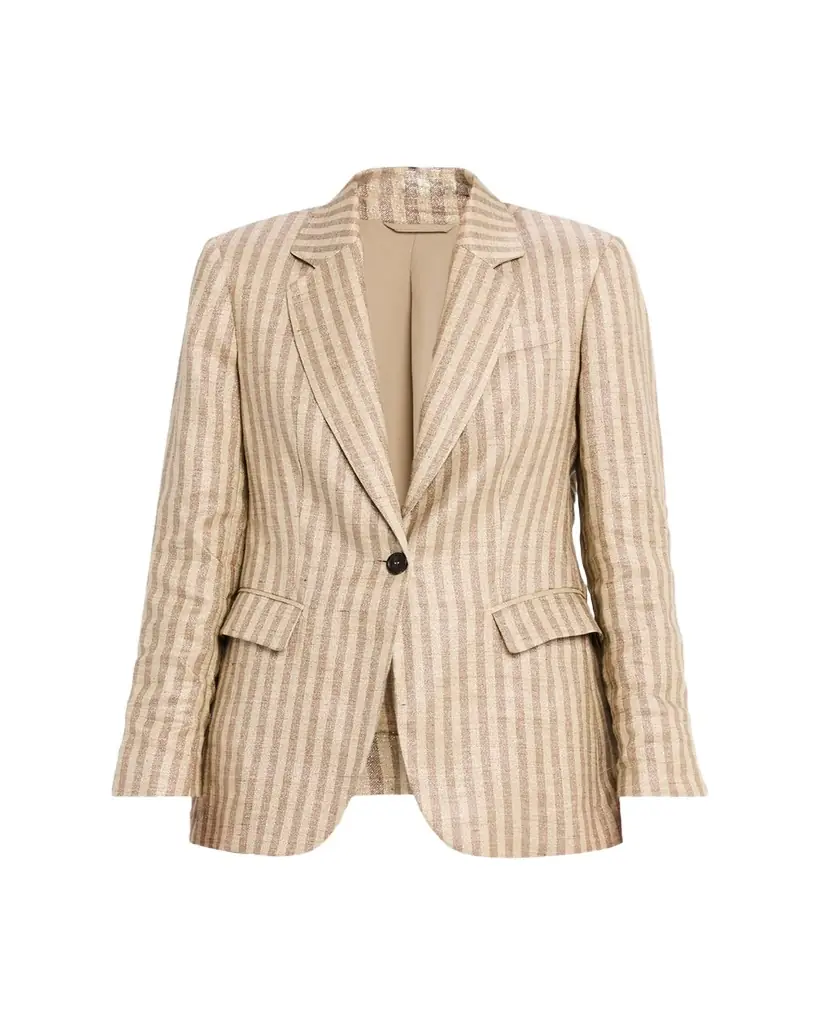 Brunello Cucinelli Sparkling Striped Single-Breasted Jacket