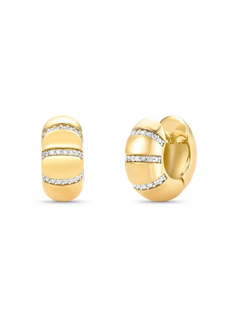 ISA VETTORAZZI Brushed Yellow Gold and Diamond Huggies