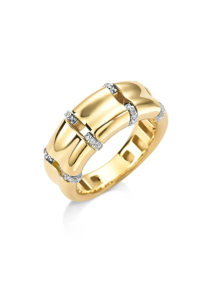 ISA VETTORAZZI Yellow Gold and Diamond Band Ring