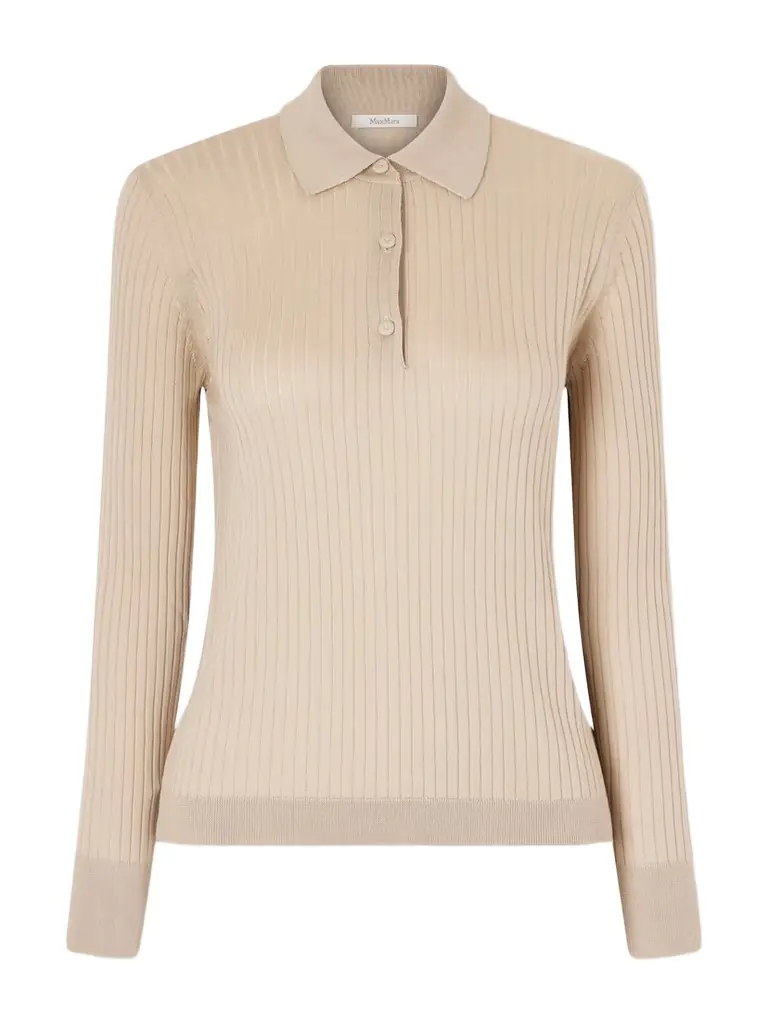 Max Mara Ribbed Cashmere And Silk-blend Polo Sweater