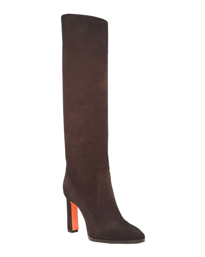 Santoni Andy Suede Stiletto Knee Boots