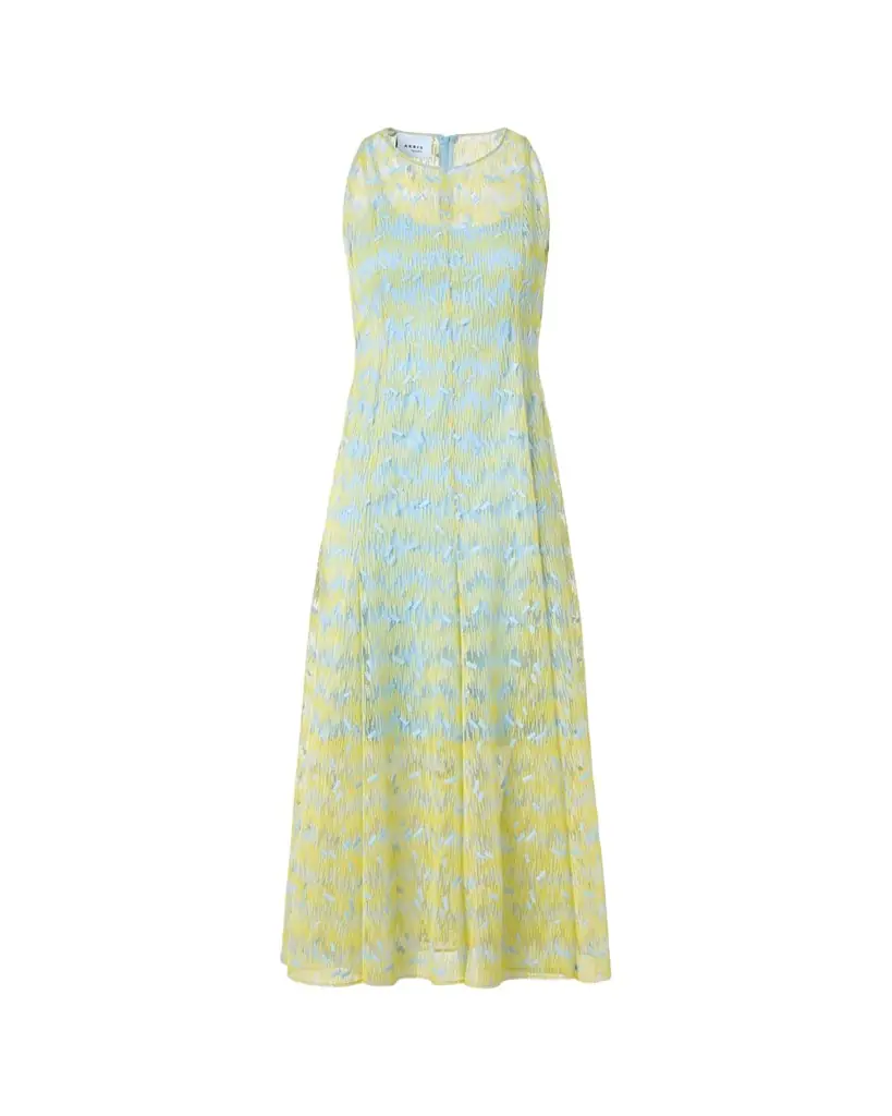Akris punto Scribble Embroidered Tulle Sleeveless Maxi Dress