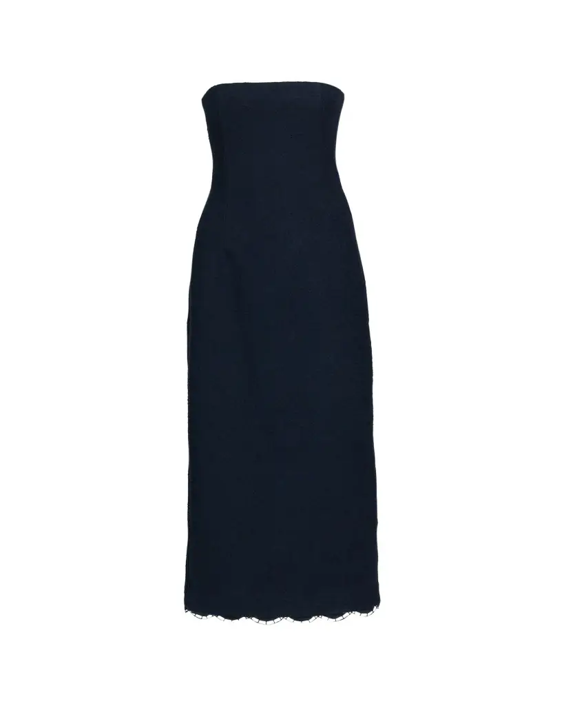 Oscar de la Renta Strapless Tweed Maxi Dress