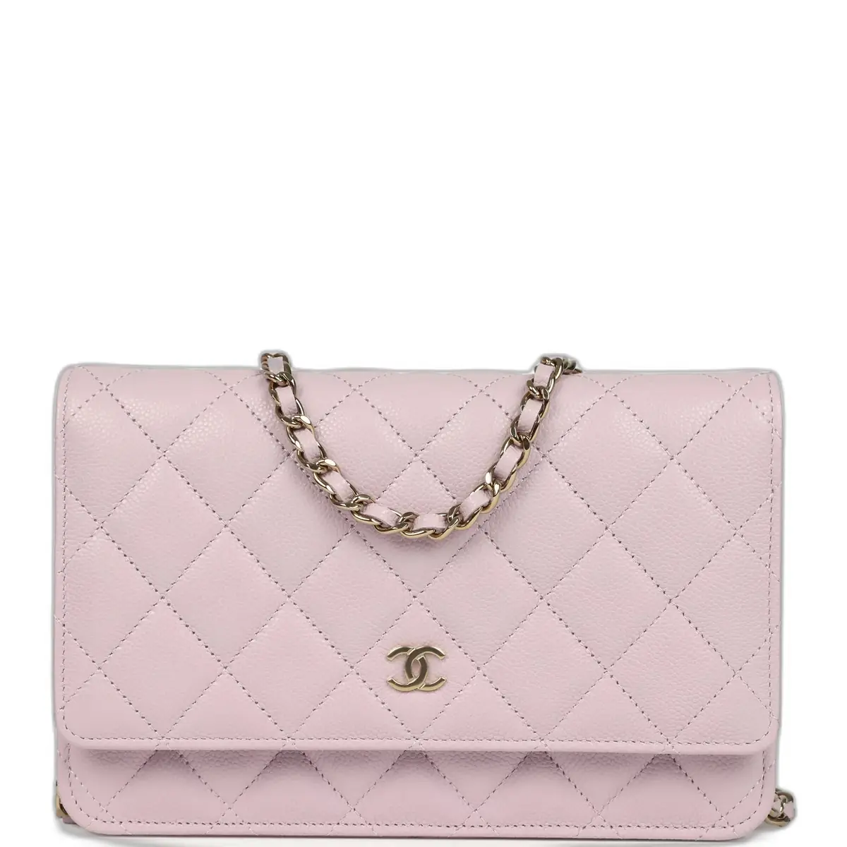 Chanel Chanel Wallet On Chain WOC Lilac Shiny Caviar Light Gold Hardware