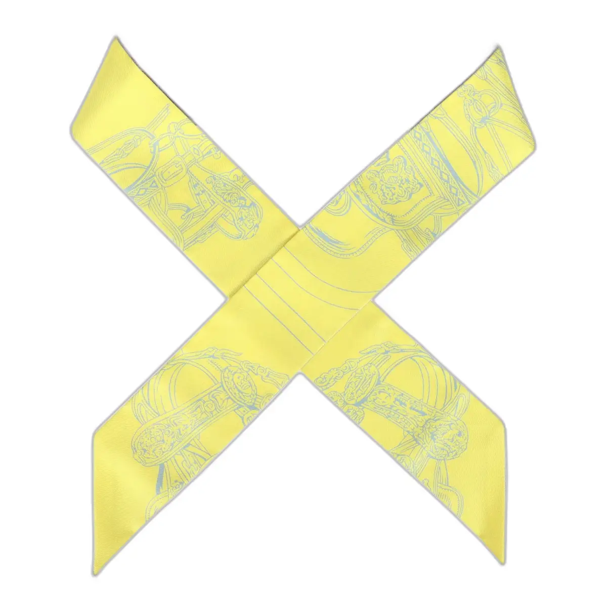 hermes Hermes "Brides De Gala En Fleurs" Mastic, Jaune Vif, Multi Silk Twilly Pair