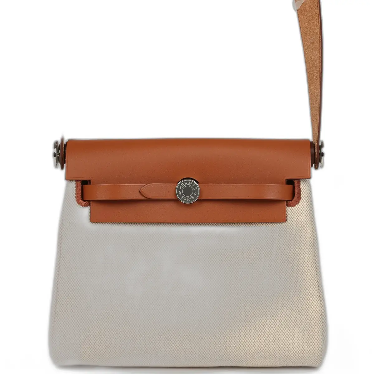 hermes Hermes Herbag Zip 20 Mini Ecru and Beige Toile H Canvas and Fauve Vache Hunter Gold Hardware