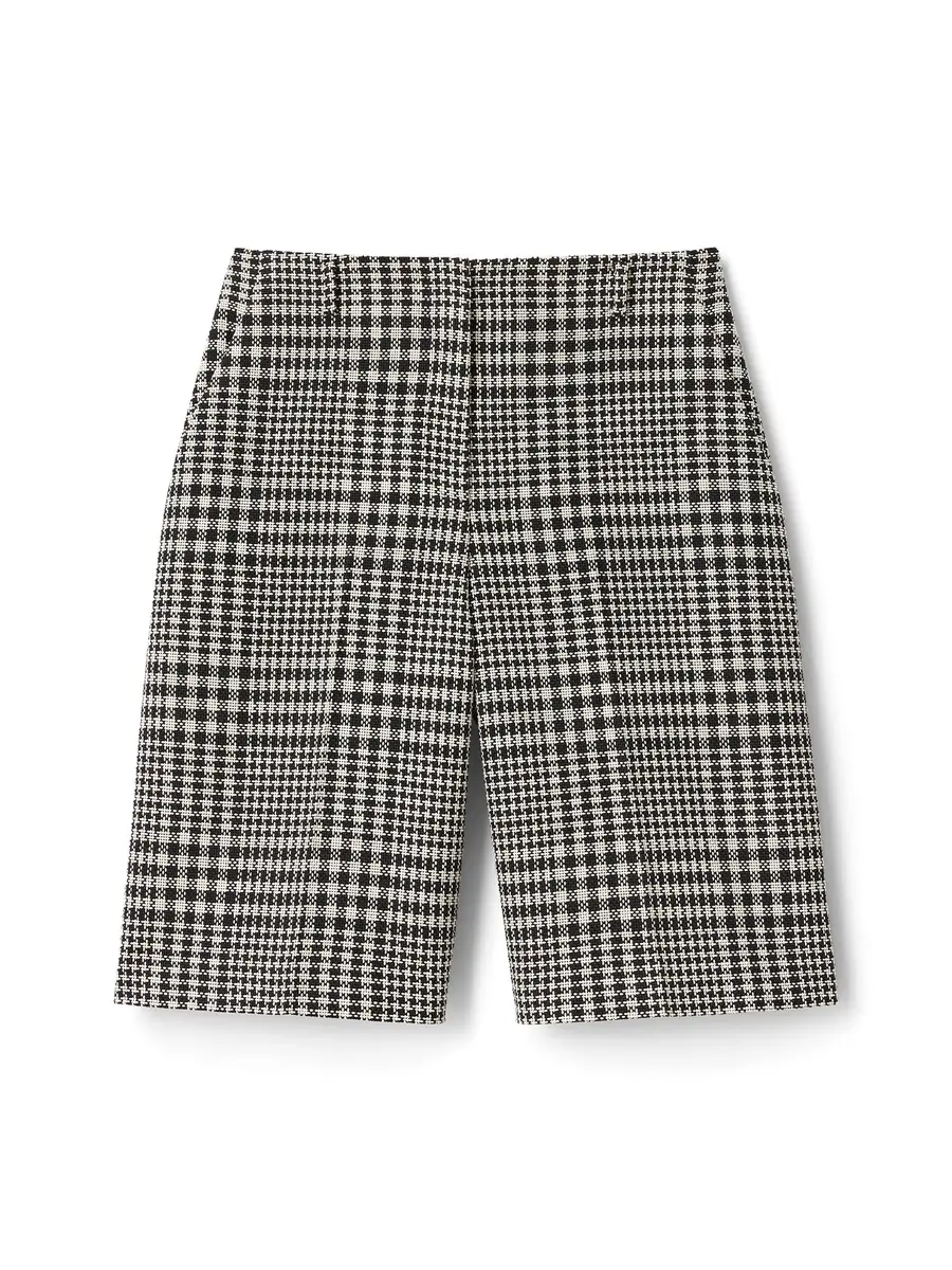 LAFAYETTE 148 Grid Plaid Corded Cotton Clark Wide-Leg Shorts