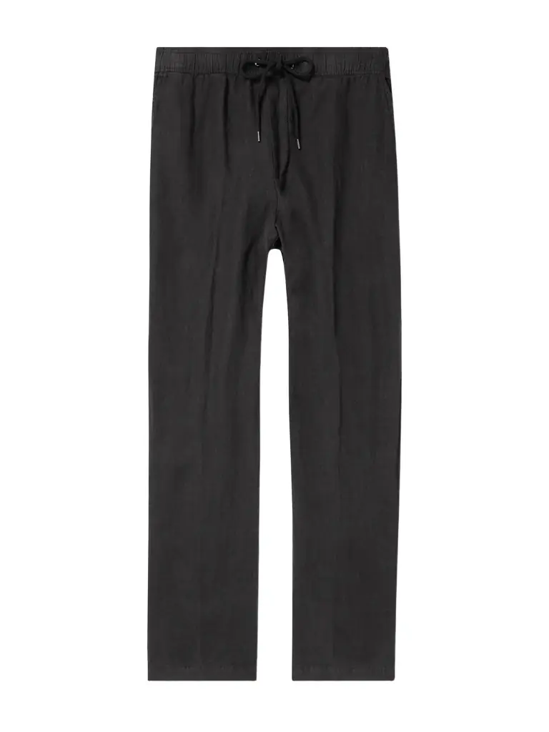 James Perse Garment-Dyed Straight-Leg Linen Drawstring Trousers - Men