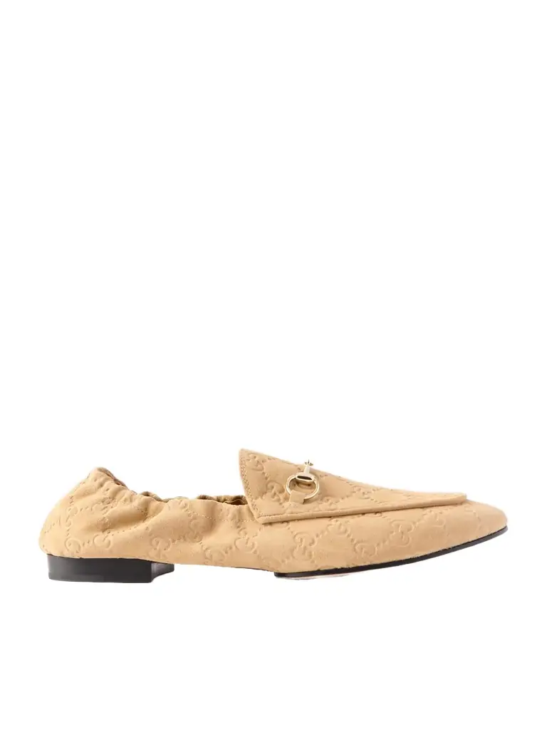 Gucci Jordaan Horsebit-embellished Logo-debossed Suede Loafers