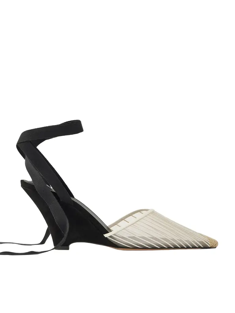 Jacquemus Les Espadrilles Grosgrain-trimmed Mesh Wedge Pumps