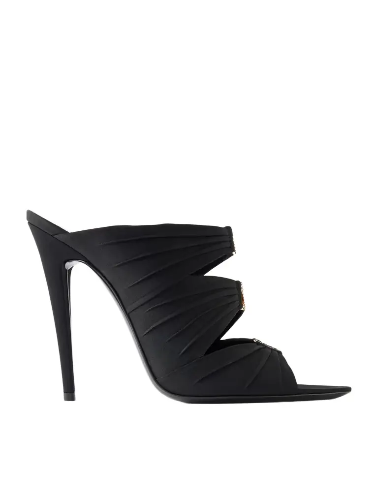 Saint Laurent Emilie Crystal-embellished Satin Crepe Mules - Women's Shoes