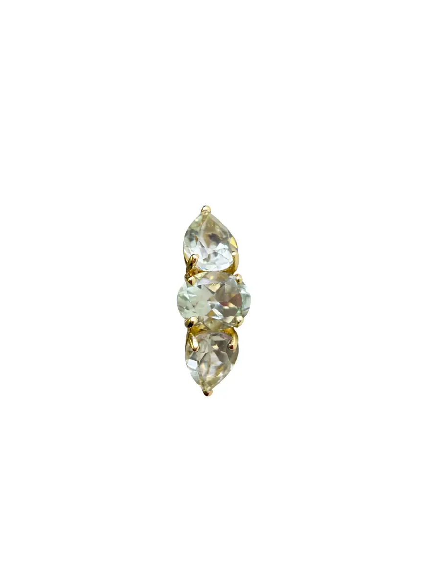 Wish Fine Jewelry 3.27ct Green Amethyst 18K Gold Three Stones Ear Cuff