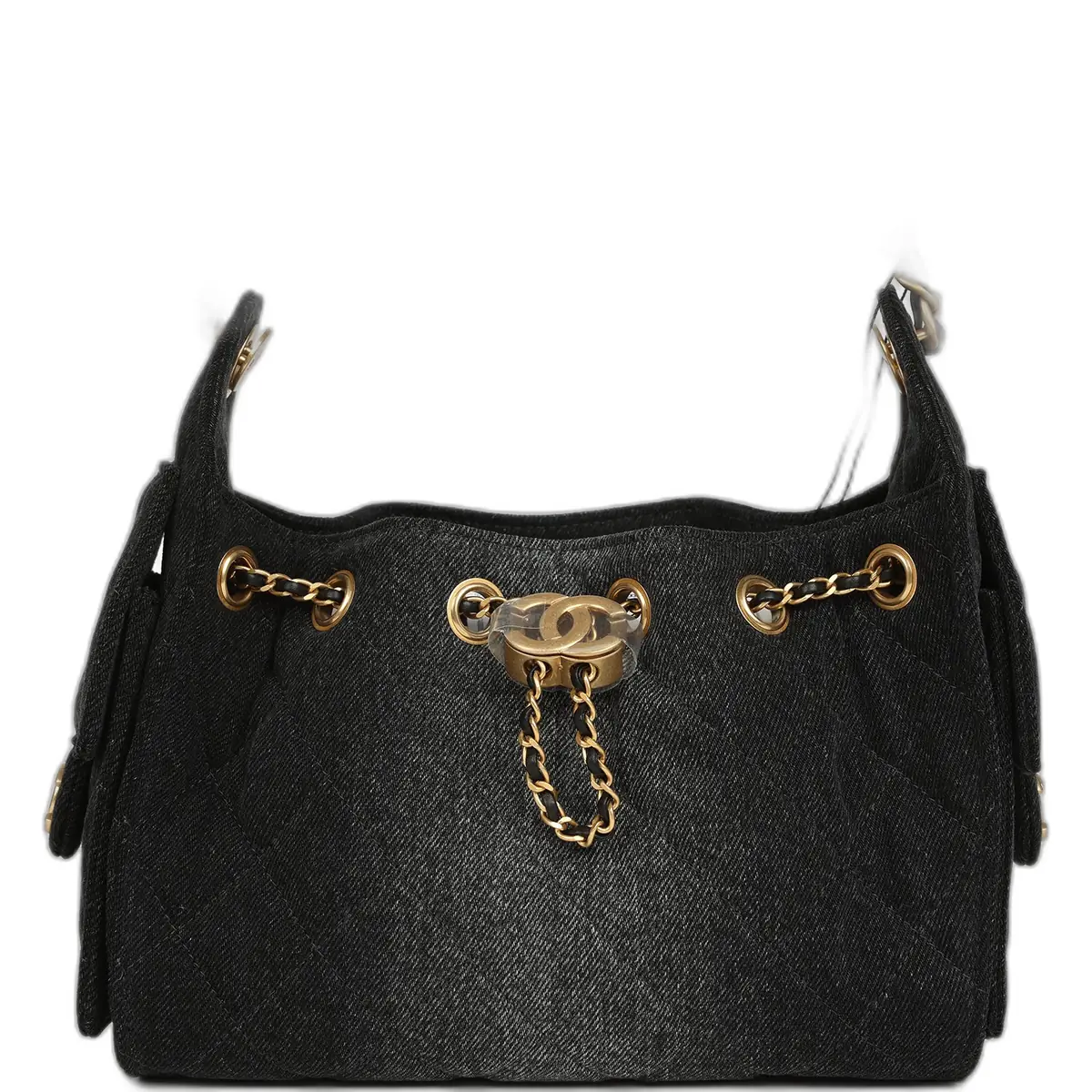 Chanel Chanel Mini 25 Hobo Bag Black Washed Denim Antique Gold Hardware