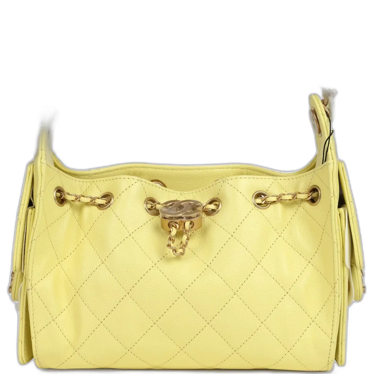 Chanel Chanel Mini 25 Hobo Bag Light Yellow Caviar Antique Gold Hardware