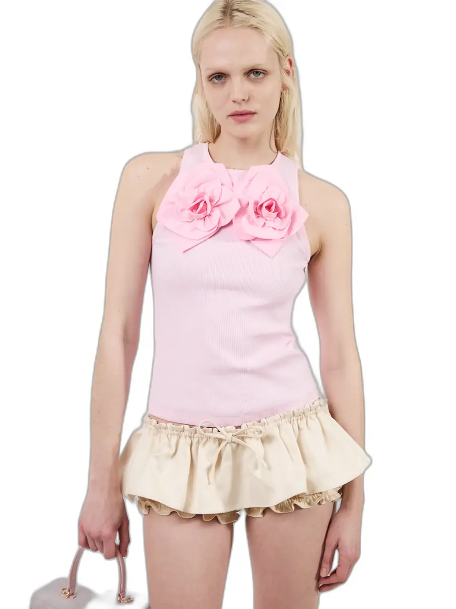 Aknvas The Camille flower tank in pink