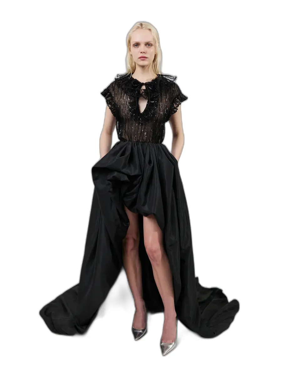 Aknvas The Este ruffle top in black