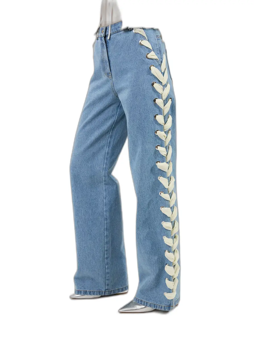 Aknvas The Lyd laced trousers in denim