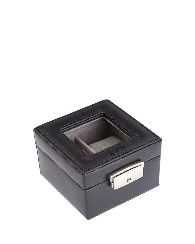 ROYCE New York Personalized Leather 2-Watch Display Case