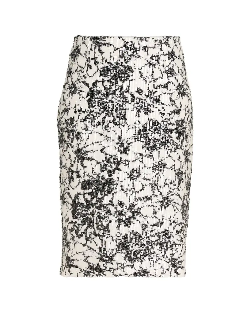 Prabal Gurung Floral Sequined Midi Pencil Skirt
