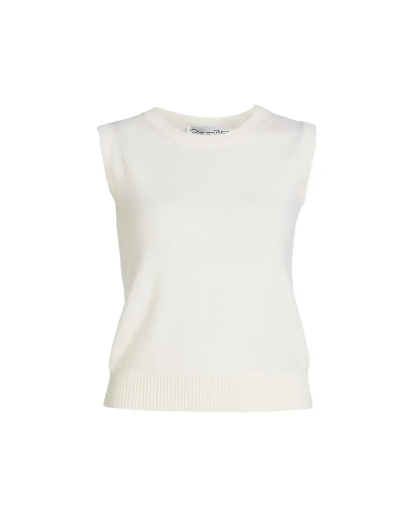 Oscar de la Renta Solid Wool Knit Tank Top