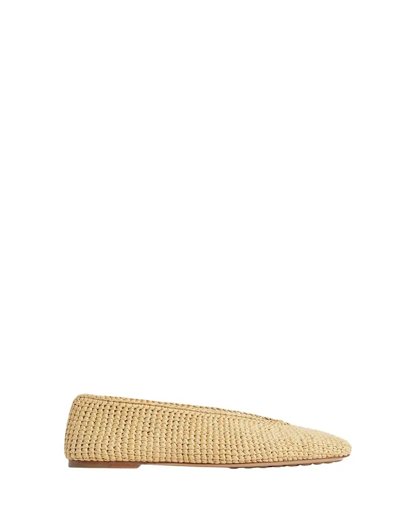 Bottega Veneta Rosa Raffia Ballerina Flats
