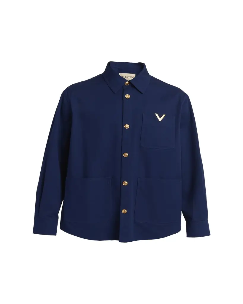 Valentino Garavani Men's Cotton Gabardine Shirt Jacket with VGold