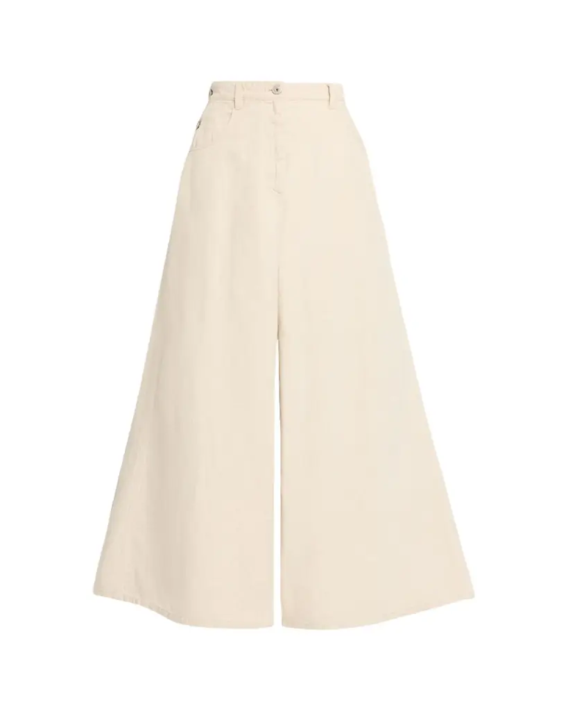 Brunello Cucinelli Garment Dyed Twill Maxi Wide-Leg Jeans