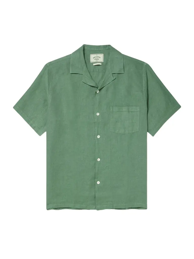 Portuguese Flannel Camp-Collar Linen Shirt - Men