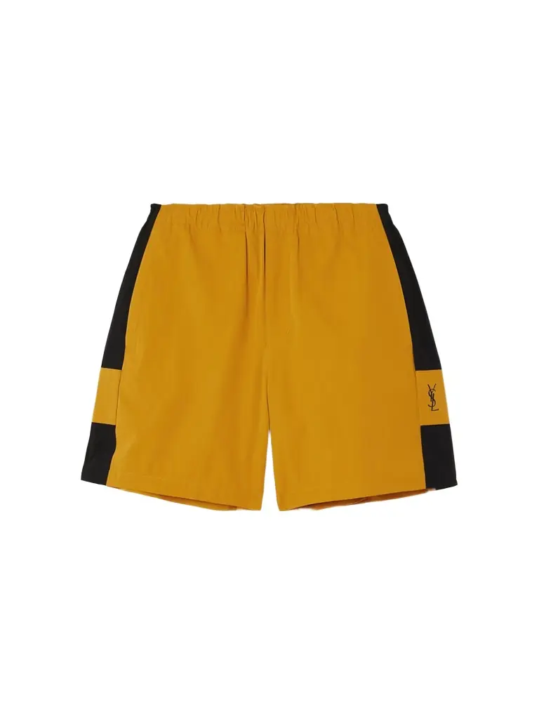 Saint Laurent Embroidered Two-tone Cotton-twill Shorts