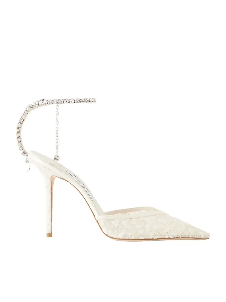 Jimmy Choo Saeda 100 Crystal-embellished Sequined Mesh Pumps